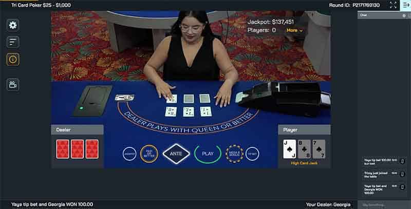 Live Dealer Tri Card Poker